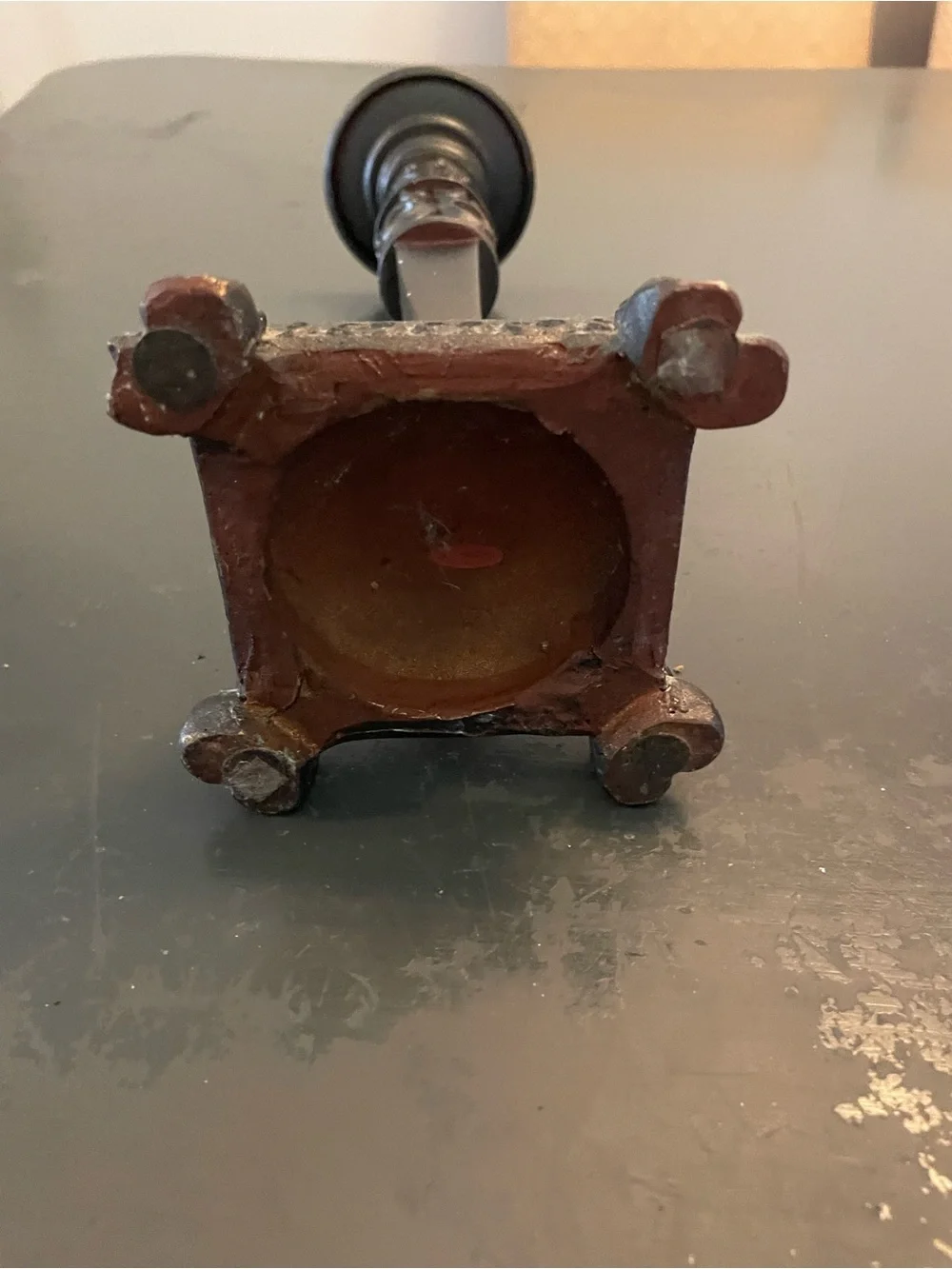 Black Decorative wooden and metal   Candlestick Holder goth vampire vintage